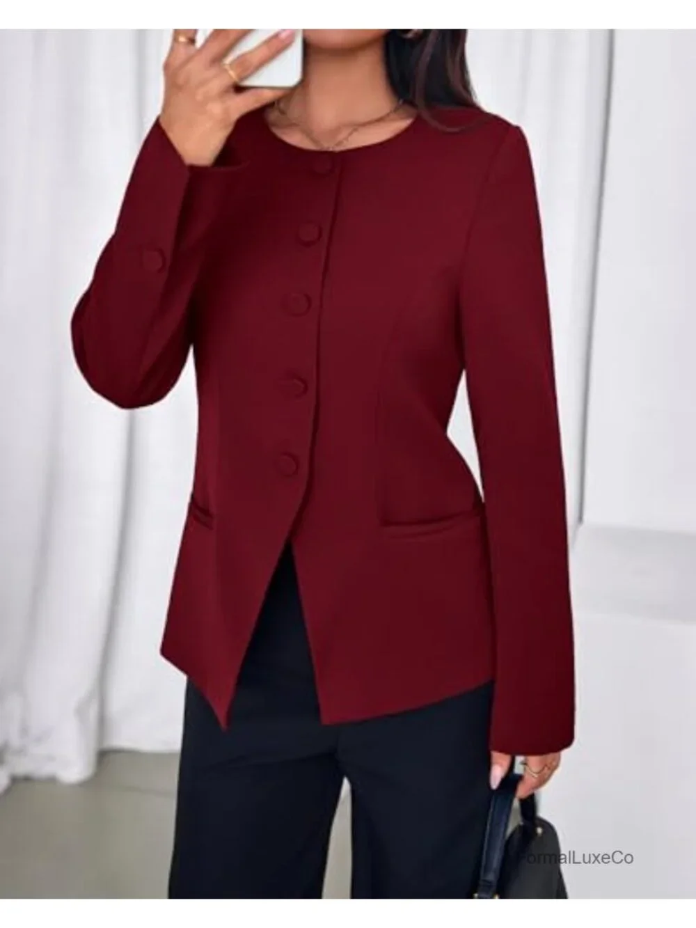 Women's Business Casual Open Front Long Sleeve Blazer Jacket with Pockets